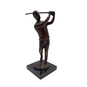 Modern Art Abstract Bronze Sculpture Faceless Golf Player Statue